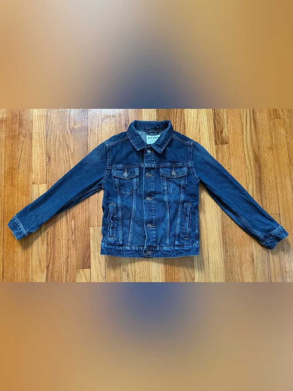 Old Navy Blue Denim Jacket Button Front Pockets Long Sleeve Kid’s Size L 10/12